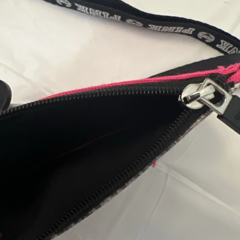 Pink VS Wallet Student ID Key Chain Case Badge Holder Lanyard‎ Dog Logo HTF Rare